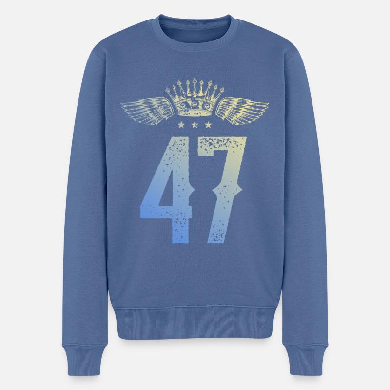 47 Zahl Krone - Männer Premium Bio Pullover - Taubenblau