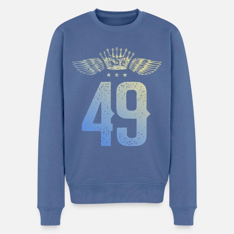 49 Zahl Krone - Männer Premium Bio Pullover - Taubenblau