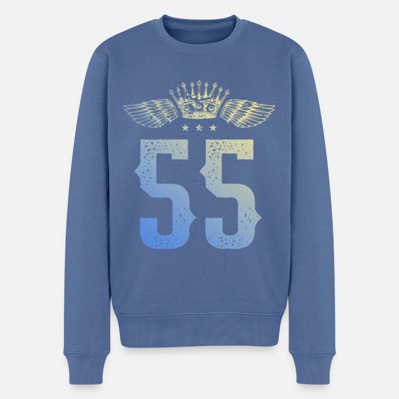 55 Couronne numérique - Pull Premium bio Homme - bleu pigeon
