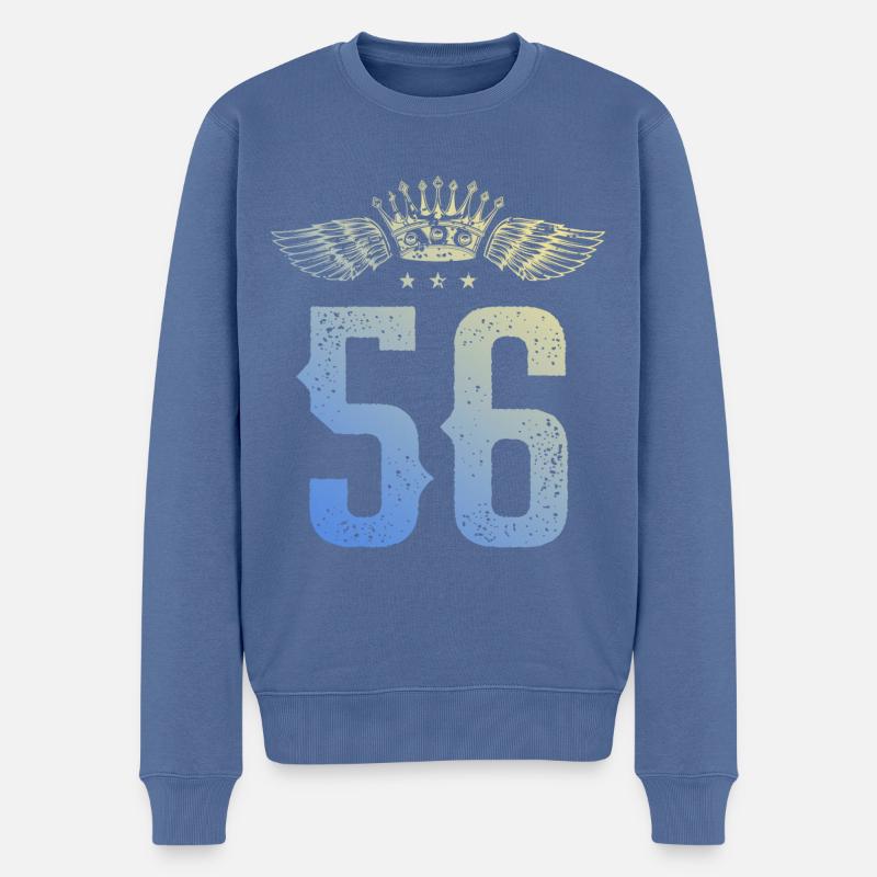 56 Couronne numérique - Pull Premium bio Homme - bleu pigeon