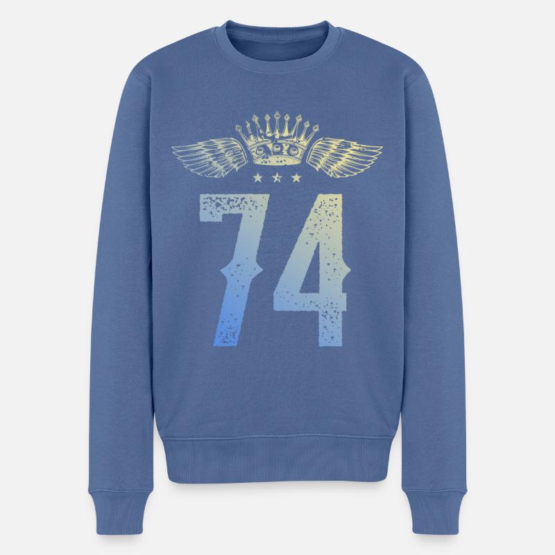 74 Nombre de couronnes - Pull Premium bio Homme - bleu pigeon