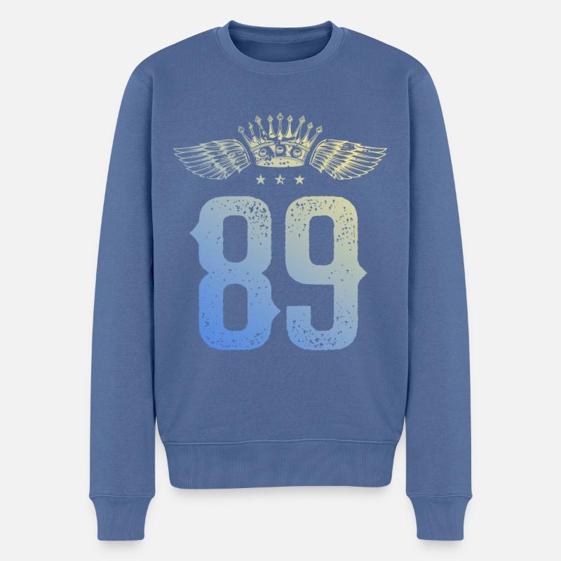 89 Couronne numérique - Pull Premium bio Homme - bleu pigeon