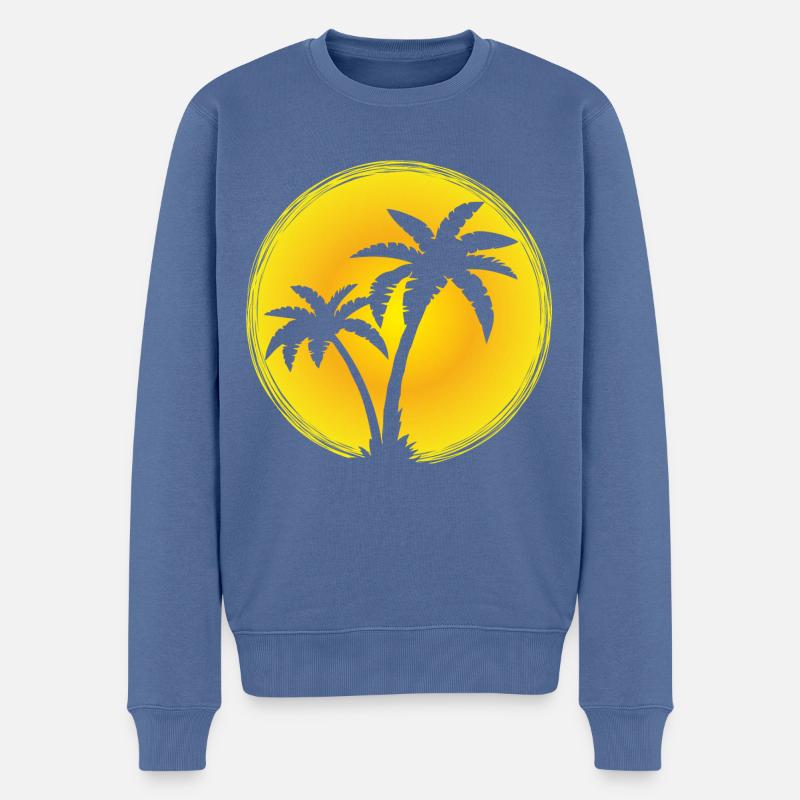 Sonne Palme - Männer Premium Bio Pullover - Taubenblau