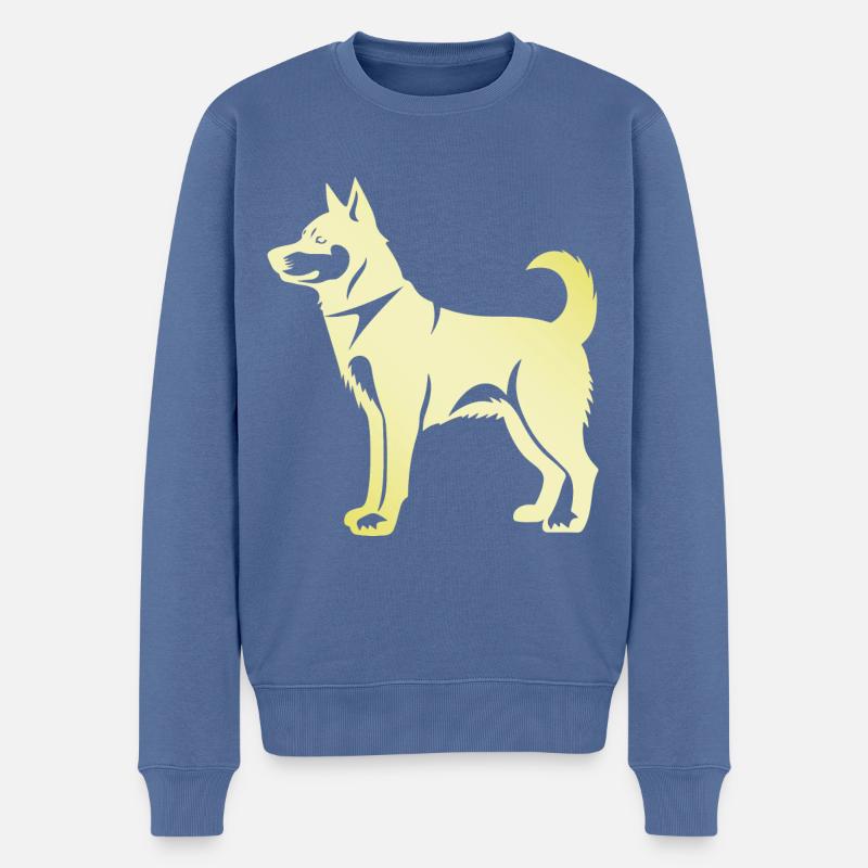 Husky Hund Silhouette - Männer Premium Bio Pullover - Taubenblau