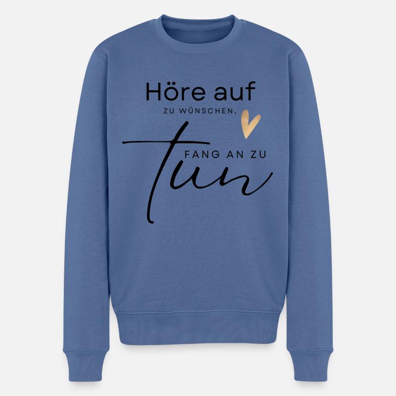 POSITIVE EINSTELLUNG MINDSET Motivation - Männer Premium Bio Pullover - Taubenblau