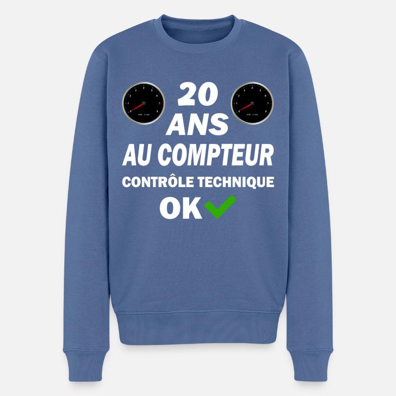 20 ans au compteur contrôle technique ok - Pull Premium bio Homme - bleu pigeon