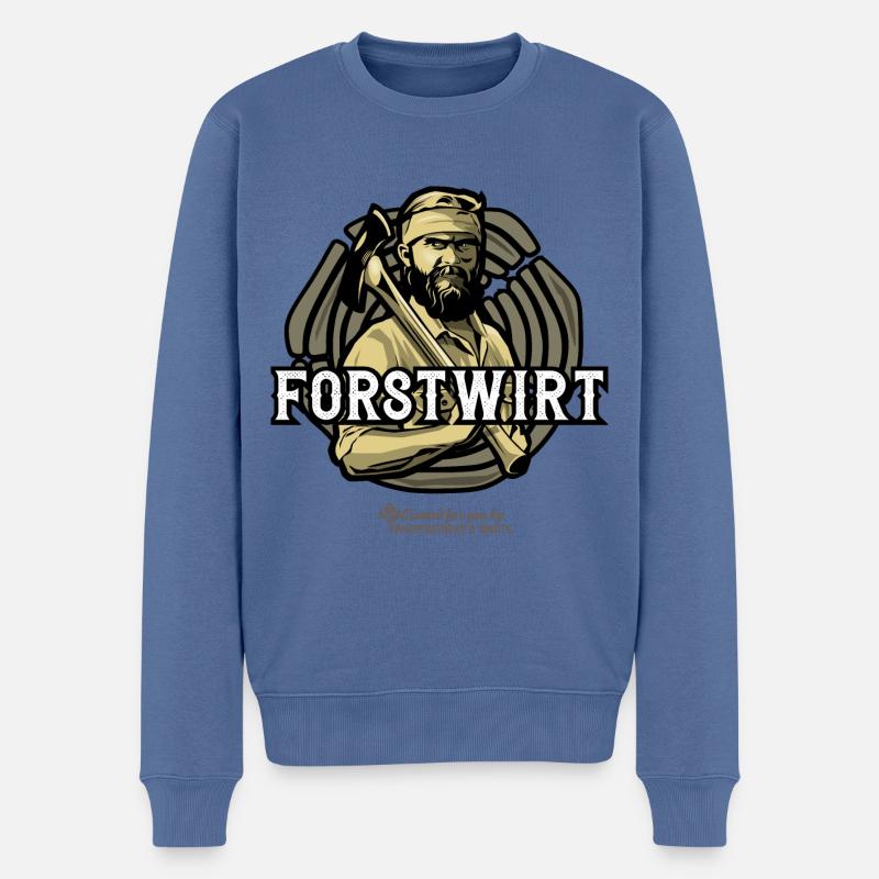 Forstwirt mit Axt, Bart und Bandana - Männer Premium Bio Pullover - Taubenblau