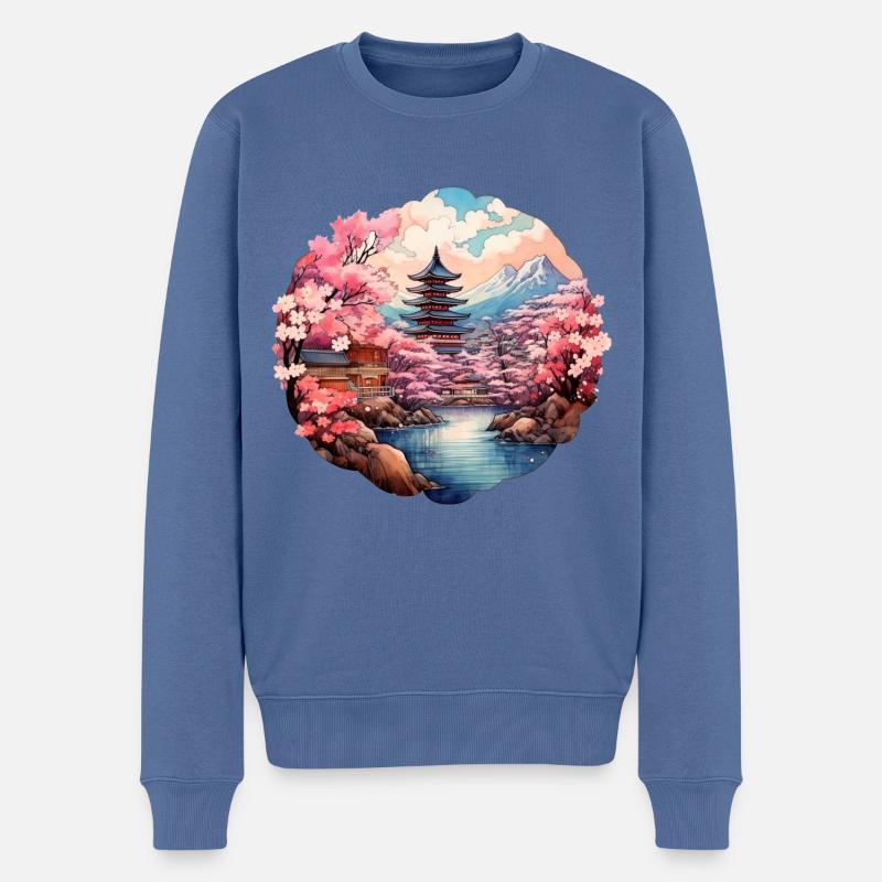 Japan - Männer Premium Bio Pullover - Taubenblau