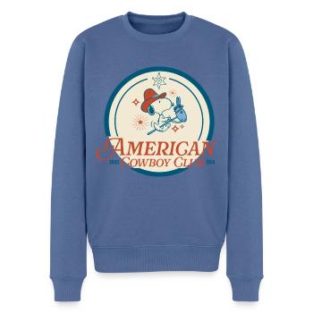 Peanuts Design Snoopy Und American Cowboy Club - Männer Premium Bio Pullover - Taubenblau - Vorne - Nico (187cm)