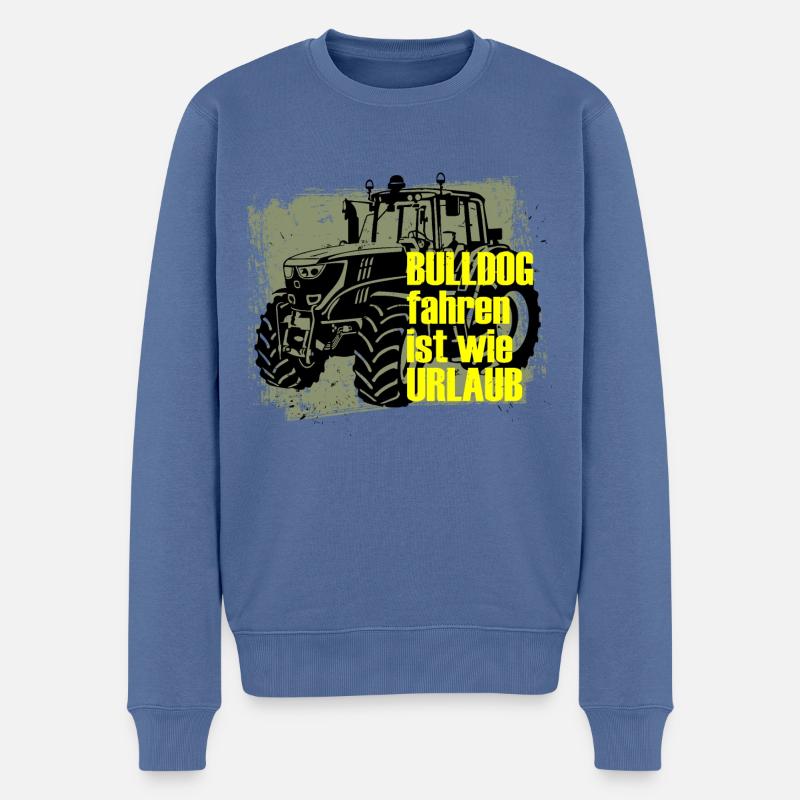 Bulldog fahren Vers01 - Männer Premium Bio Pullover - Taubenblau