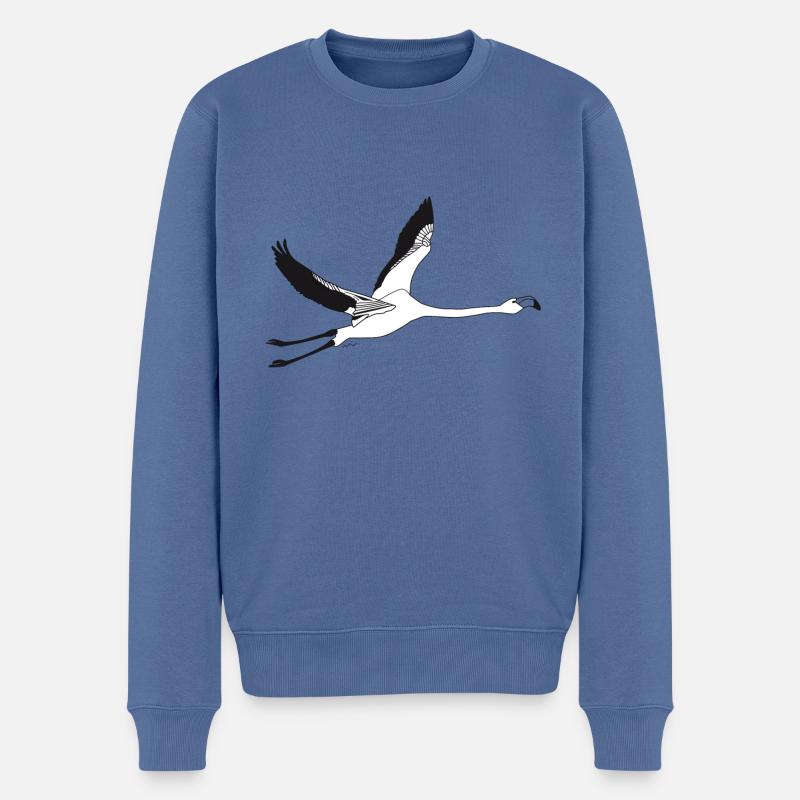 WHITE FLAMENCO FLYING - Männer Premium Bio Pullover - Taubenblau