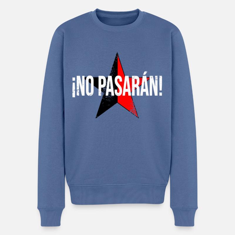Non pasarán! - Pull Premium bio Homme - bleu pigeon