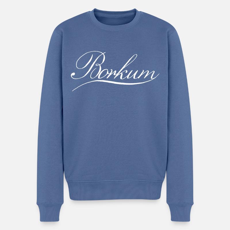 Borkum Schriftzug - Männer Premium Bio Pullover - Taubenblau