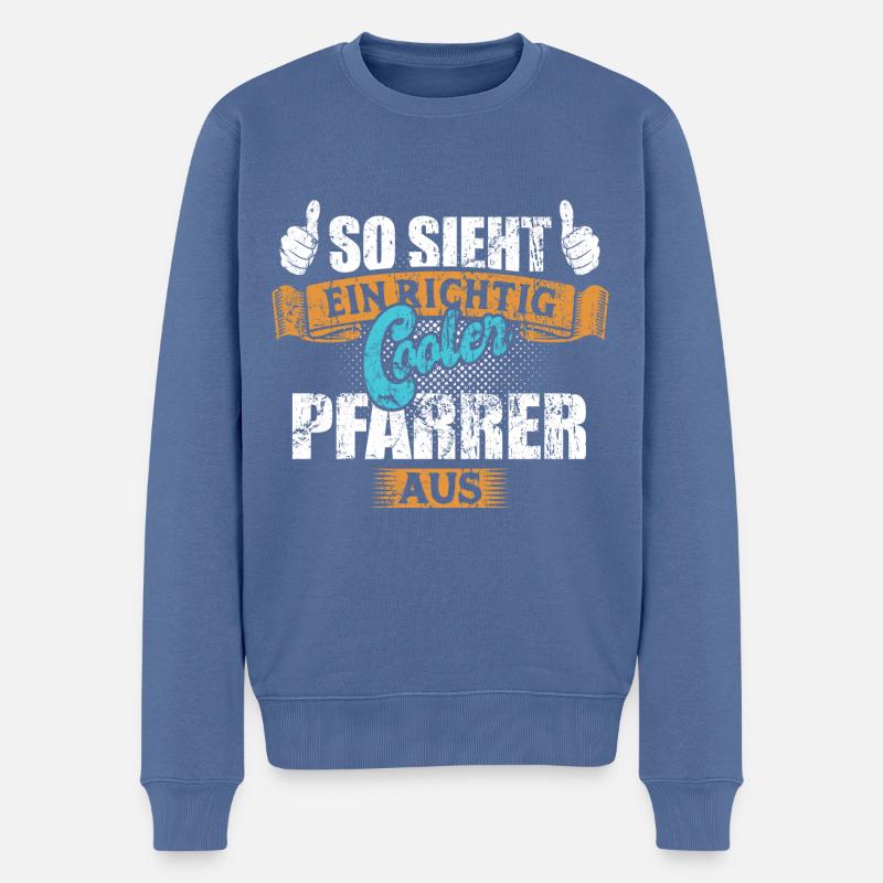 So sieht ein richtig cooler Pfarrer aus - Spruch - Männer Premium Bio Pullover - Taubenblau