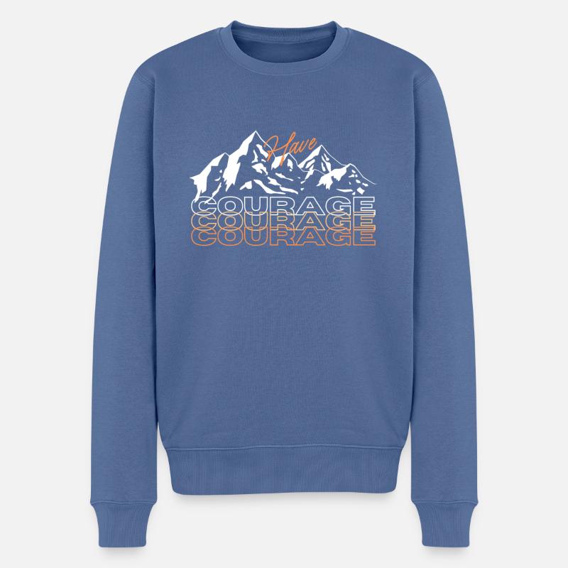 Coraje Mut - Männer Premium Bio Pullover - Taubenblau