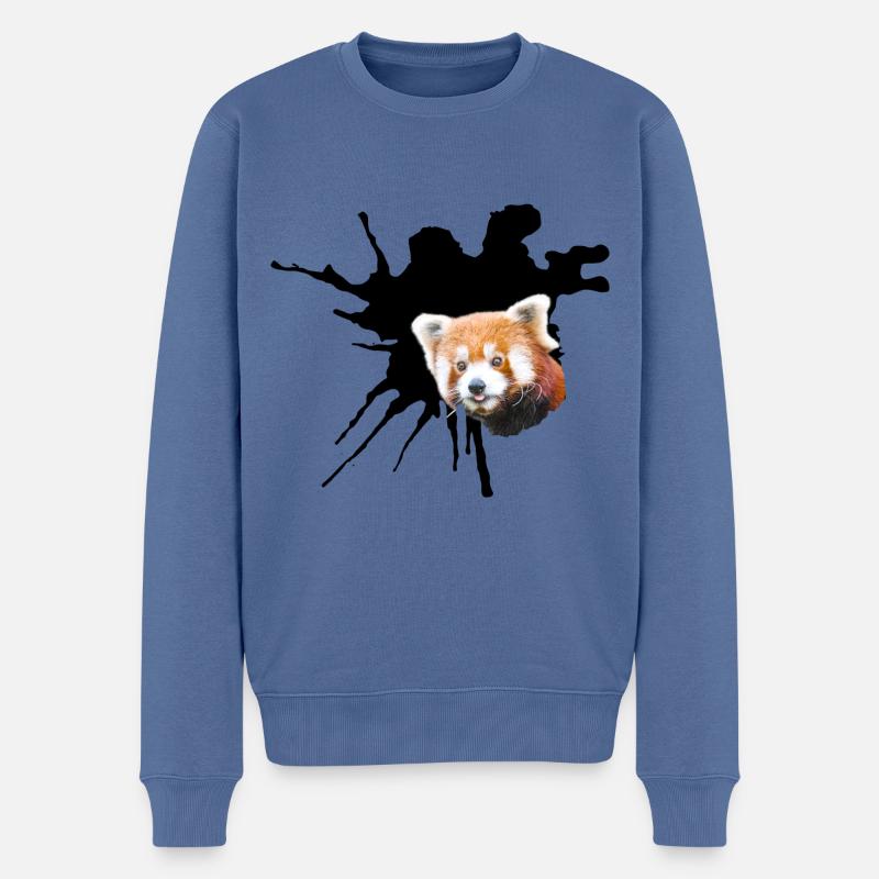 Roter Panda, Spalte - Männer Premium Bio Pullover - Taubenblau