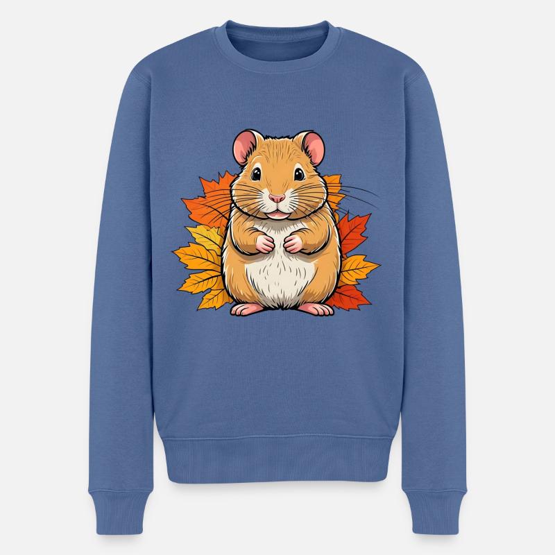 Hamster d’Halloween / Souris d’automne - Pull Premium bio Homme - bleu pigeon