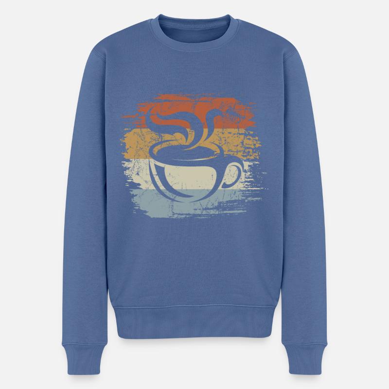 Kaffee - Vintage - Kaffeetasse - Retro - Männer Premium Bio Pullover - Taubenblau