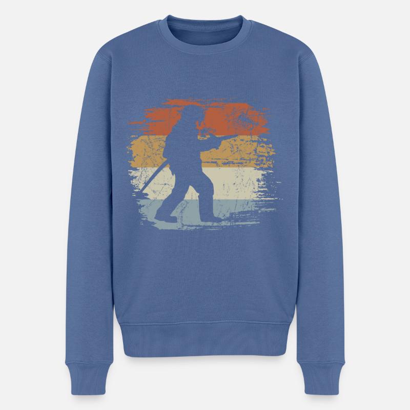Feuerwehrmann Retro - Vintage - Silhouette - Männer Premium Bio Pullover - Taubenblau