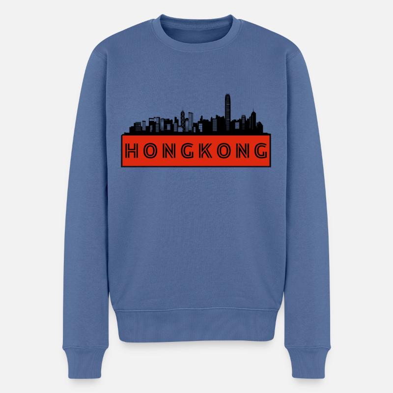 Stadt Hongkong - China - Männer Premium Bio Pullover - Taubenblau