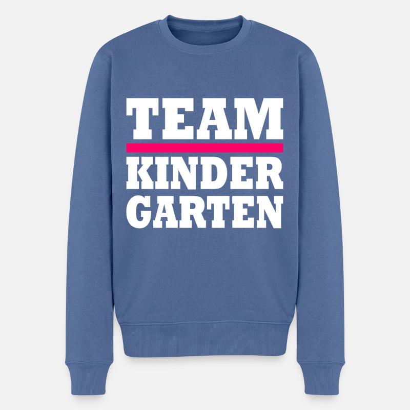 Team kindergarten - Männer Premium Bio Pullover - Taubenblau