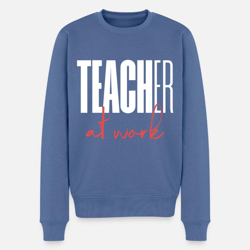 Teacher at work - Männer Premium Bio Pullover - Taubenblau