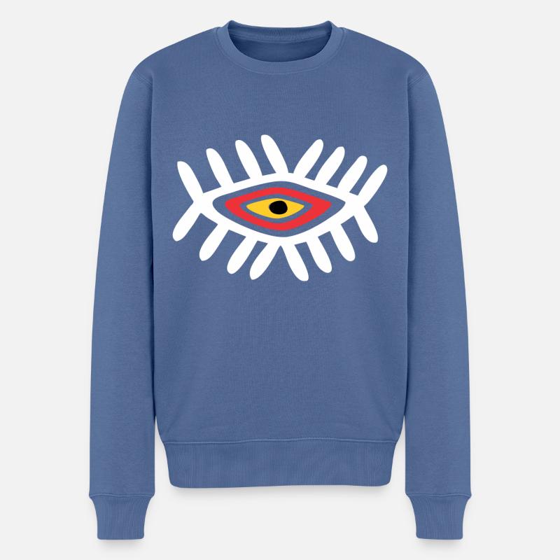 African eye - Pull Premium bio Homme - bleu pigeon