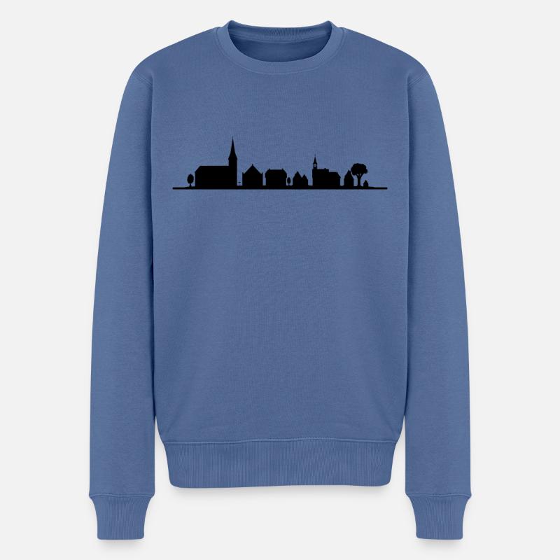 Dein Dorf, Deine Skyline - Männer Premium Bio Pullover - Taubenblau