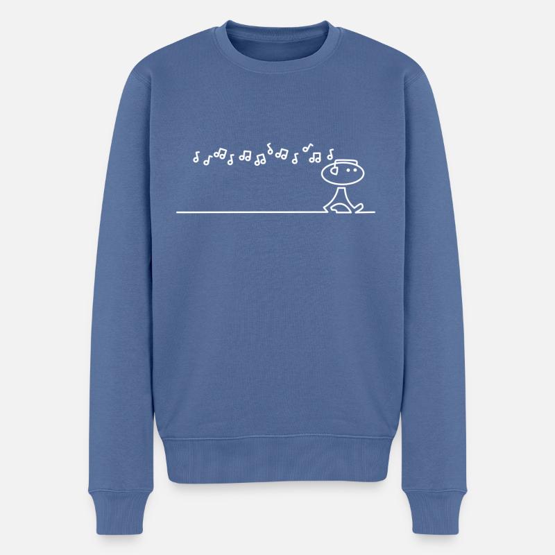 PETER long blanc - Pull Premium bio Homme - bleu pigeon