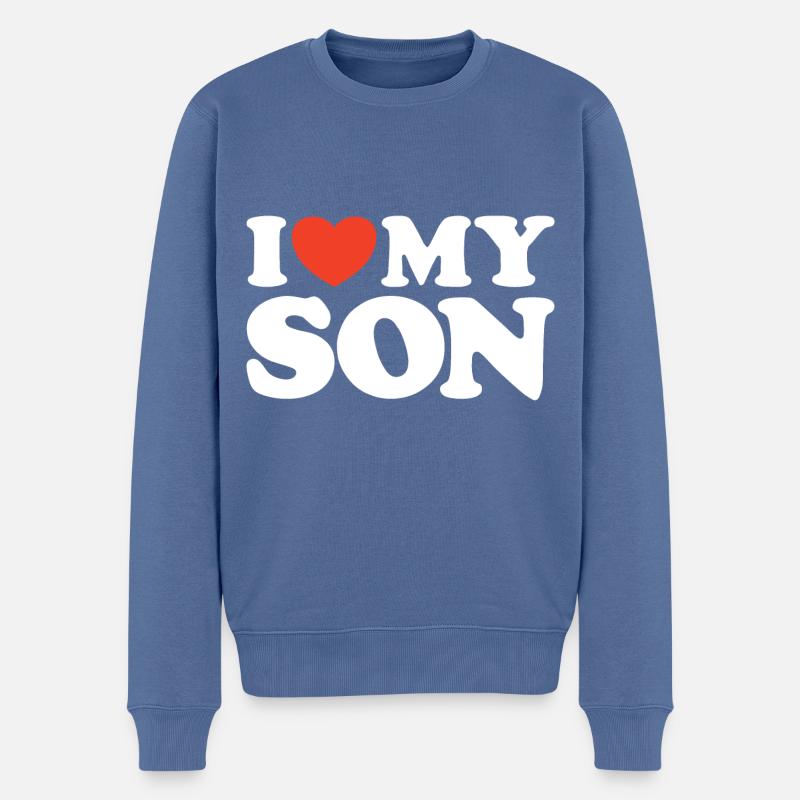 I love my son Herz Shirt - Männer Premium Bio Pullover - Taubenblau