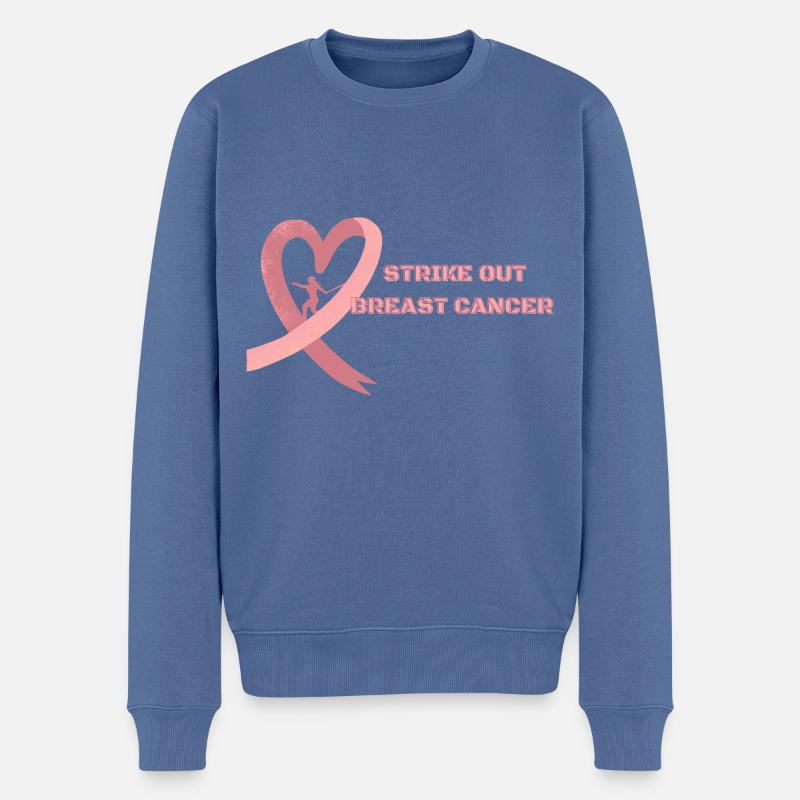 Streichen Sie Brustkrebs Pink Cancer Awareness - Männer Premium Bio Pullover - Taubenblau