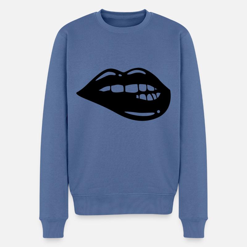 Symbole de lèvre - Pull Premium bio Homme - bleu pigeon