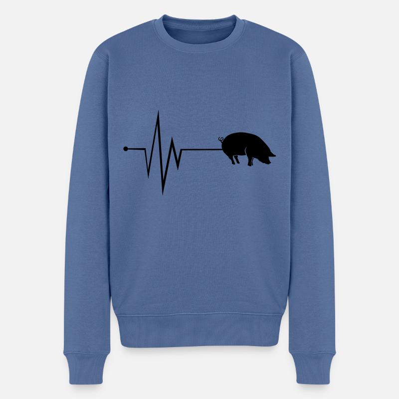 Légumineuses animales porcines - Pull Premium bio Homme - bleu pigeon
