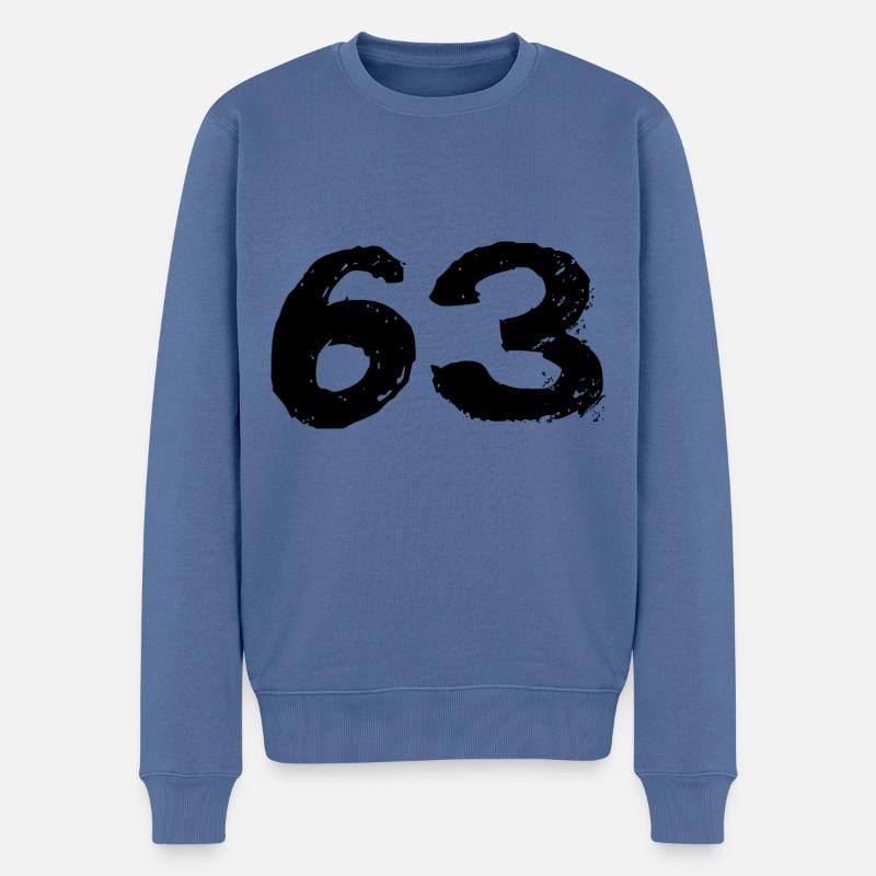 63 Zahl Trikot - Männer Premium Bio Pullover - Taubenblau