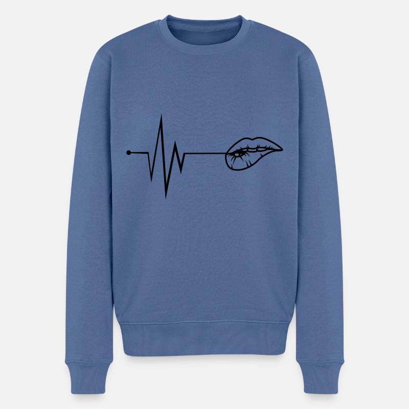 Lippen Puls - Männer Premium Bio Pullover - Taubenblau