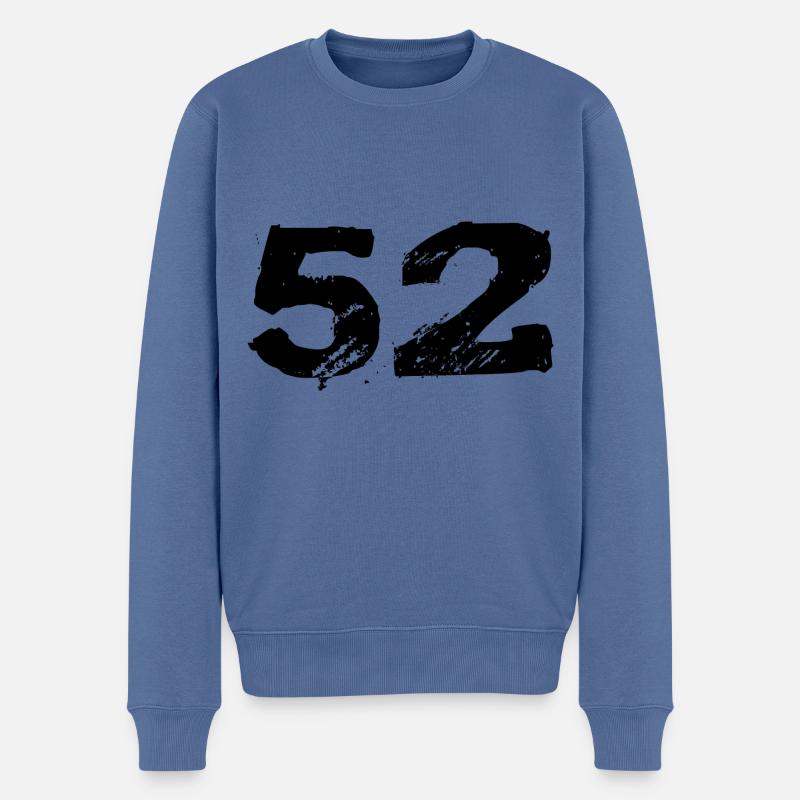 52 Zahl Trikot - Männer Premium Bio Pullover - Taubenblau