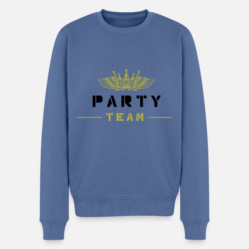 Party Team - Männer Premium Bio Pullover - Taubenblau