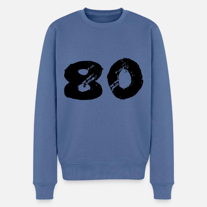 80 Zahl Trikot - Männer Premium Bio Pullover - Taubenblau