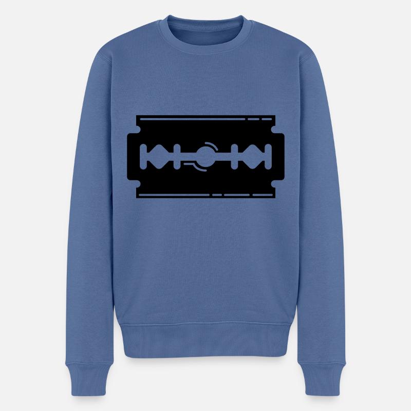 Rasierklinge Icon Symbol - Männer Premium Bio Pullover - Taubenblau