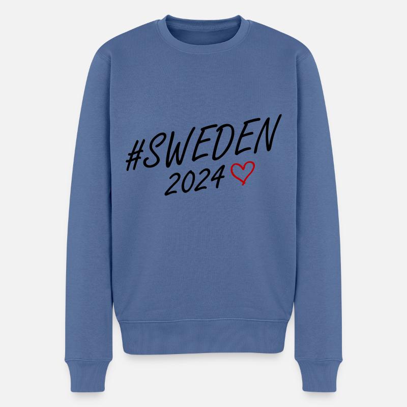 Suède 2024 Heart Trip - Pull Premium bio Homme - bleu pigeon