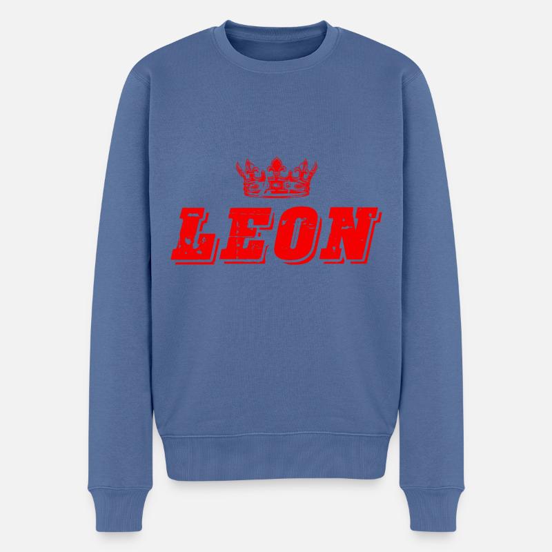 Leon - Männer Premium Bio Pullover - Taubenblau