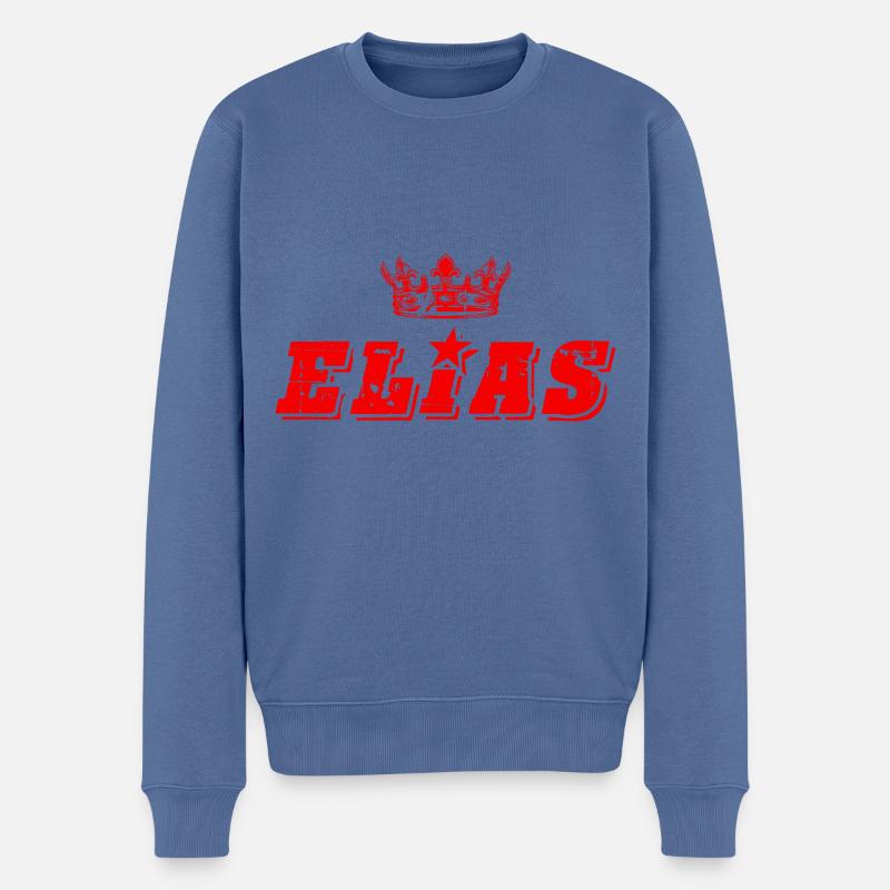 Elias - Männer Premium Bio Pullover - Taubenblau