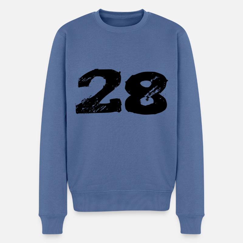 28 Zahl Trikot - Männer Premium Bio Pullover - Taubenblau