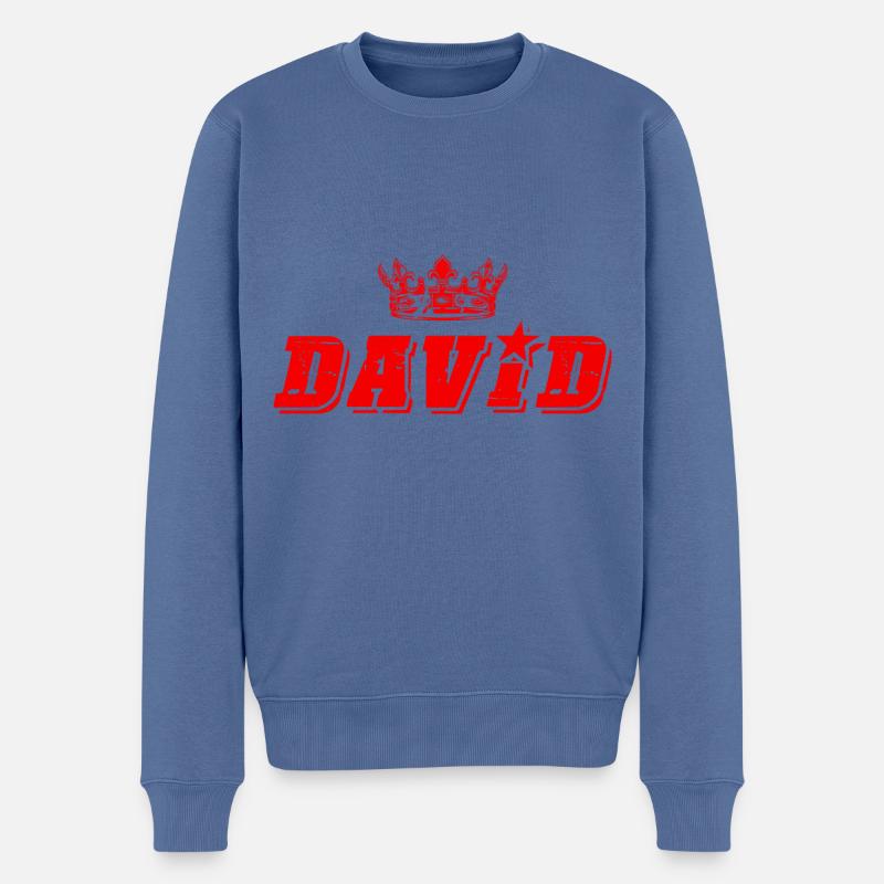 David - Männer Premium Bio Pullover - Taubenblau