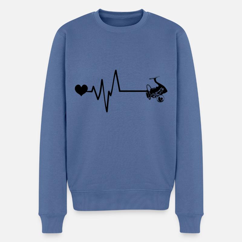 Angelrolle Herzschlag - Männer Premium Bio Pullover - Taubenblau