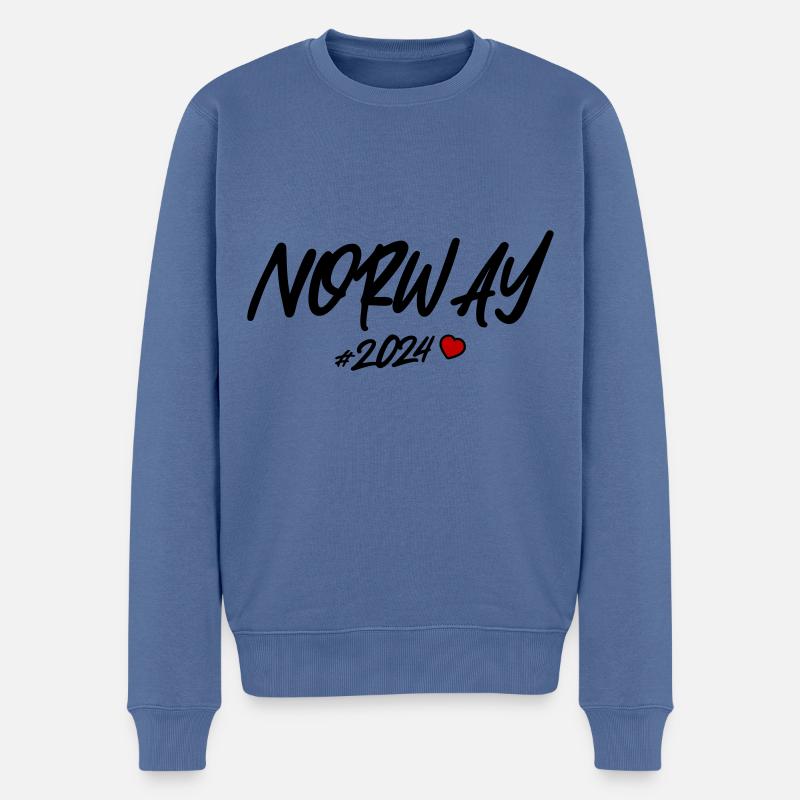 Norvège 2024 Coeur - Pull Premium bio Homme - bleu pigeon