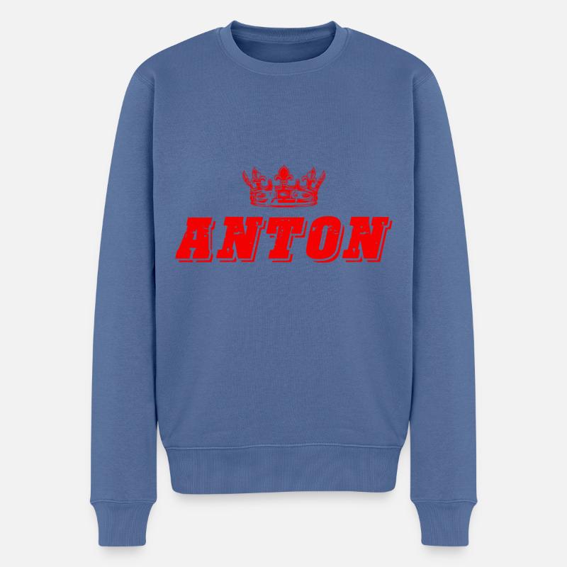 Anton - Männer Premium Bio Pullover - Taubenblau