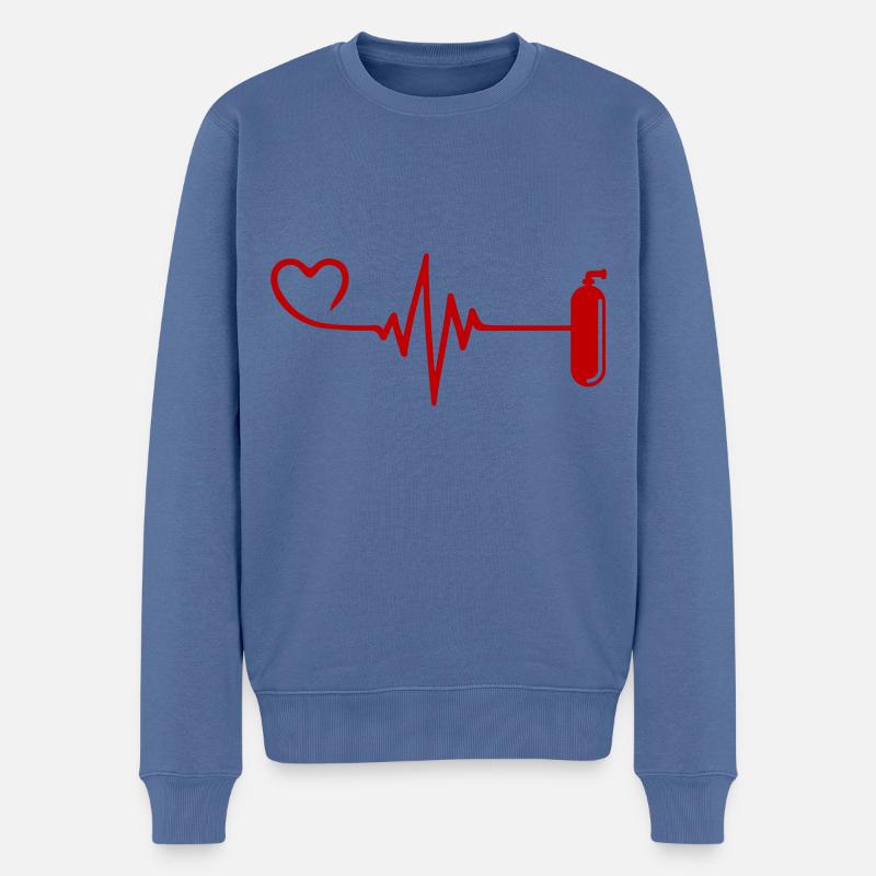 Sauerstoff Tauchen puls herz - Männer Premium Bio Pullover - Taubenblau