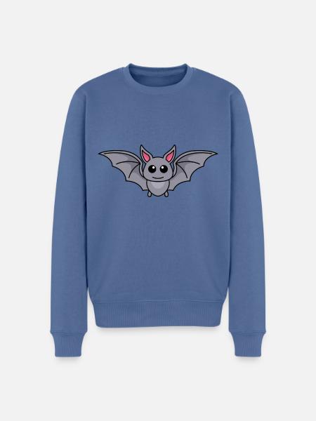 Fledermaus Comic Tier - Männer Premium Bio Pullover - Taubenblau