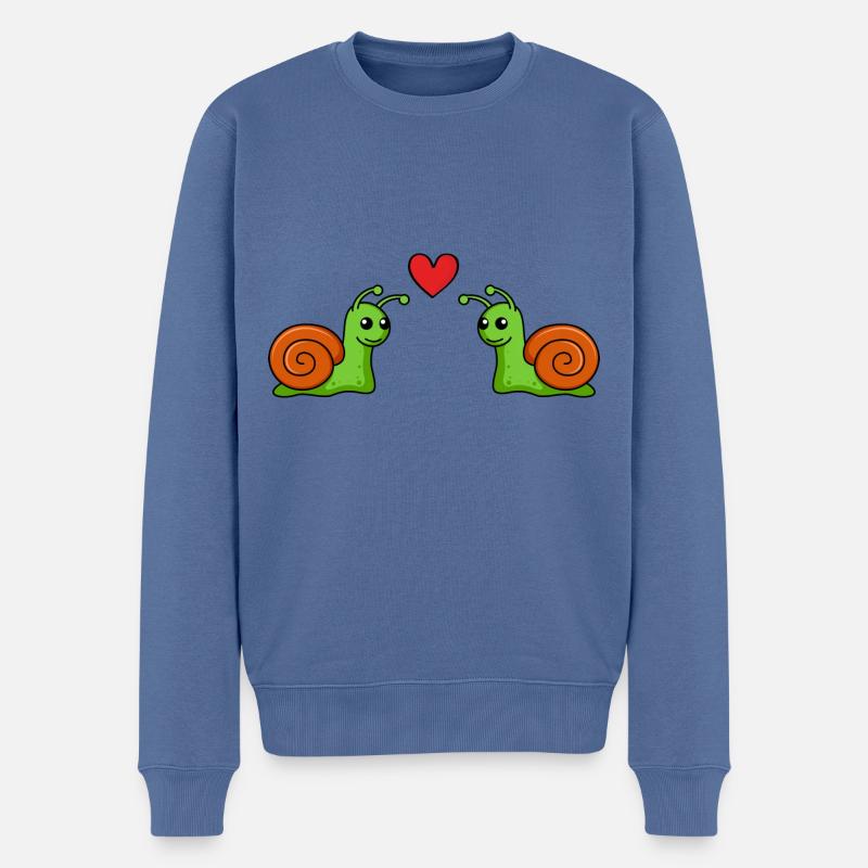 Escargot Comic Couple amour - Pull Premium bio Homme - bleu pigeon